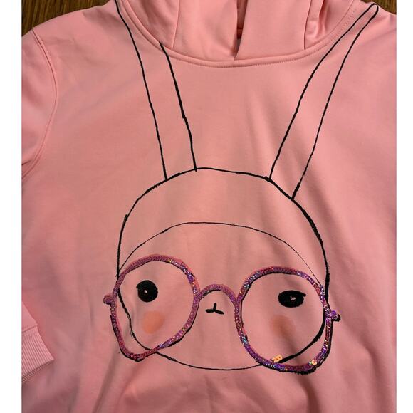 Fifi Lapin Pink Hoodie Bunny Ears Graphic Glasses Kawaii Cute Women’s Size M - Picture 3 of 9